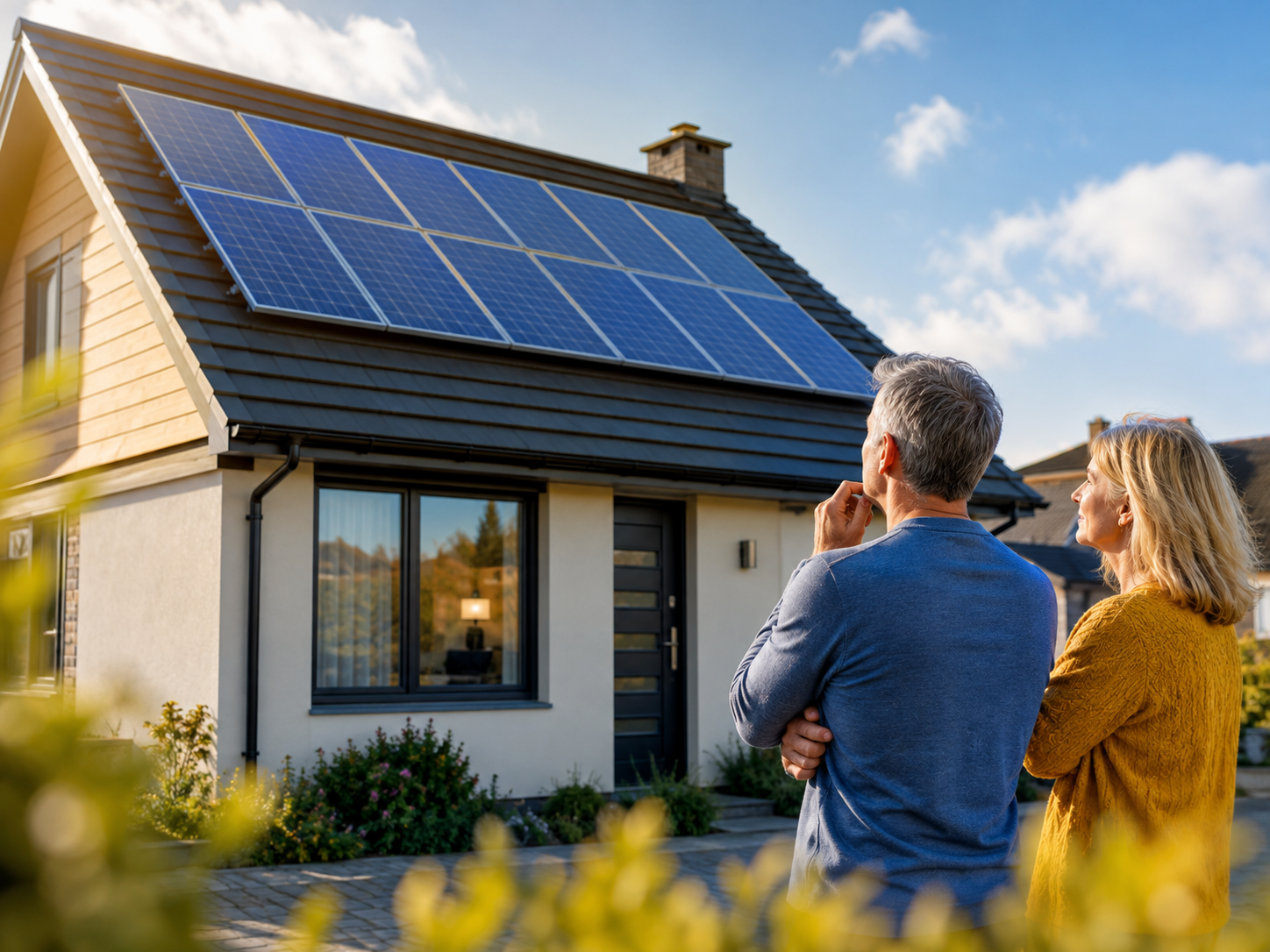 Solar panels on a residential roof